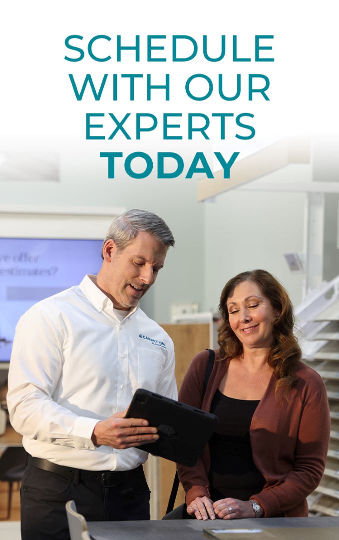 flooring expert with customer